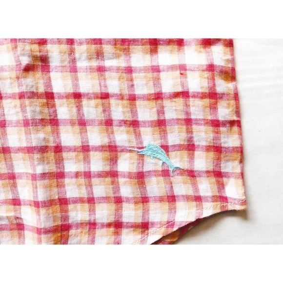 Tommy Bahama Men's Size M Camp Shirt St. Croix Check Clarete Linen New - Picture 5 of 8